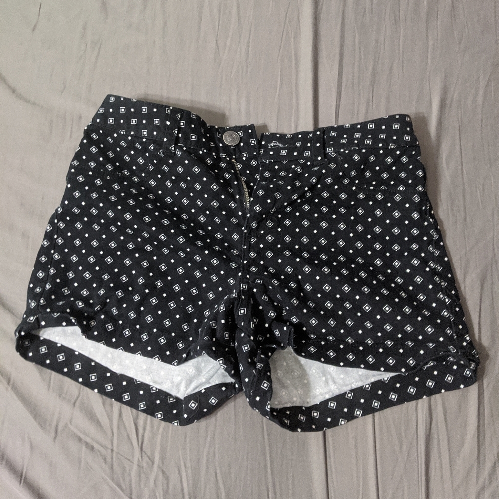 Black and white jean shorts